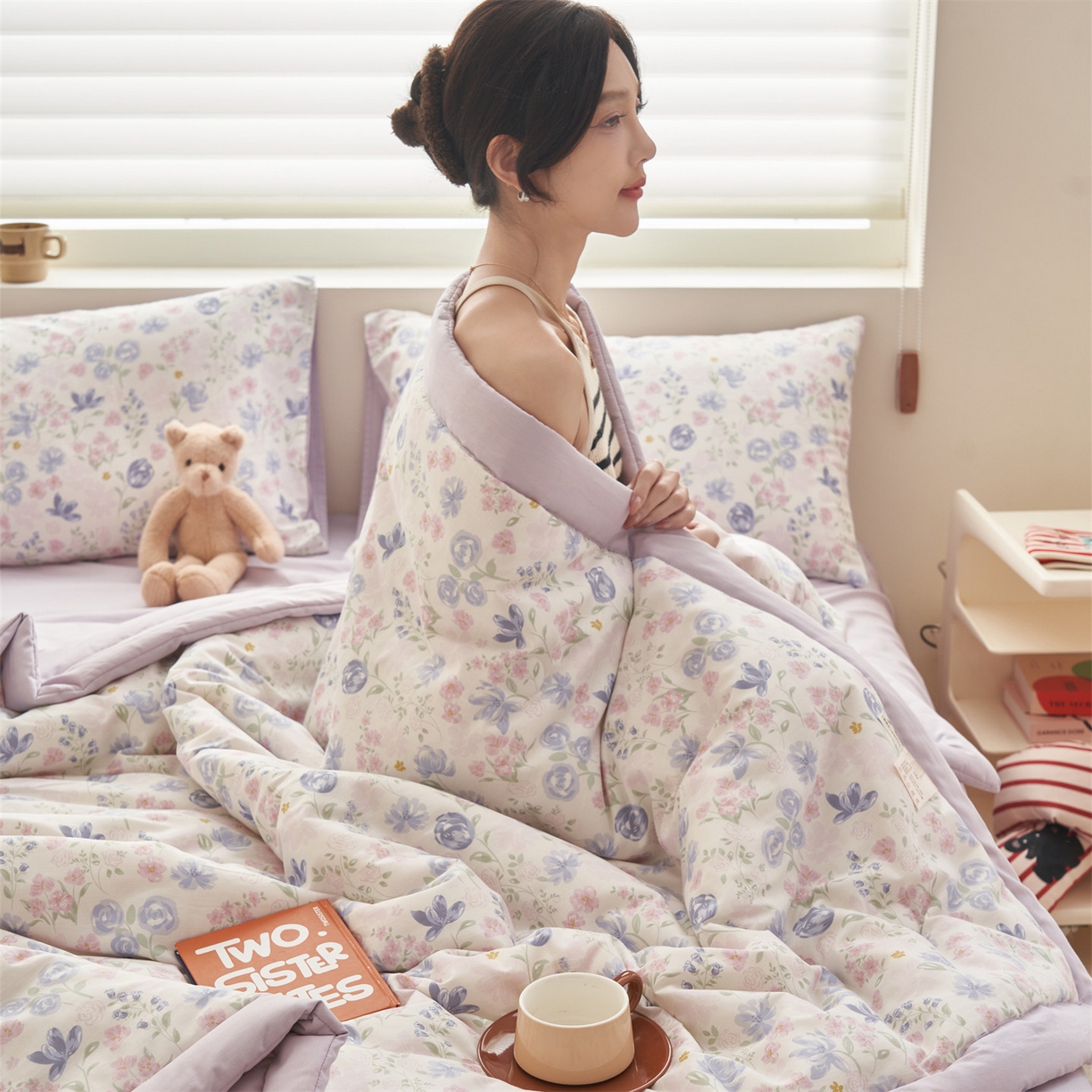 91家纺网 家纺一手货源 找家纺 恒爱家纺 2026新款全棉纯棉12868印花夏被夏凉被空调被 BR芳华