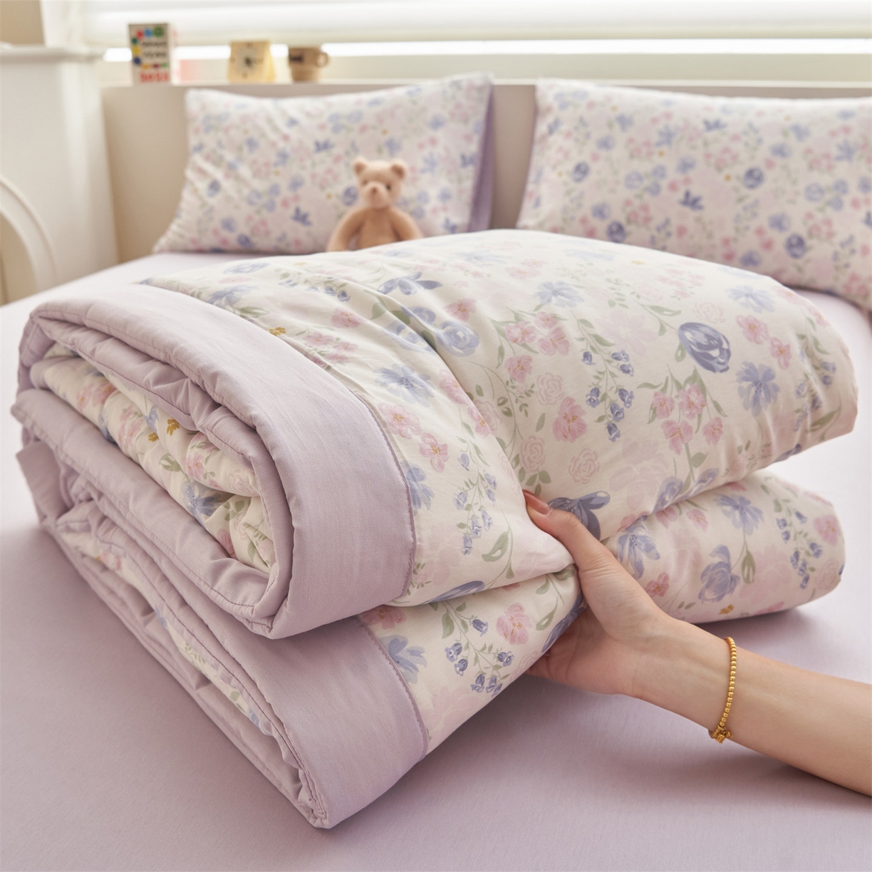 91家纺网 家纺一手货源 找家纺 恒爱家纺 2026新款全棉纯棉12868印花夏被夏凉被空调被 BR芳华