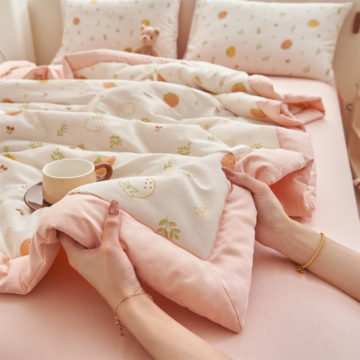 91家纺网 家纺一手货源 找家纺 恒爱家纺 2026新款全棉纯棉12868印花夏被夏凉被空调被 BR果香四季