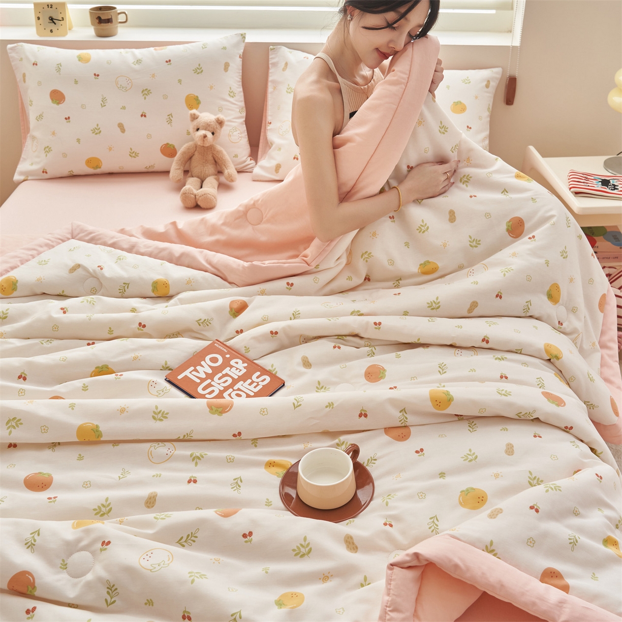 91家纺网 家纺一手货源 找家纺 恒爱家纺 2026新款全棉纯棉12868印花夏被夏凉被空调被 BR果香四季