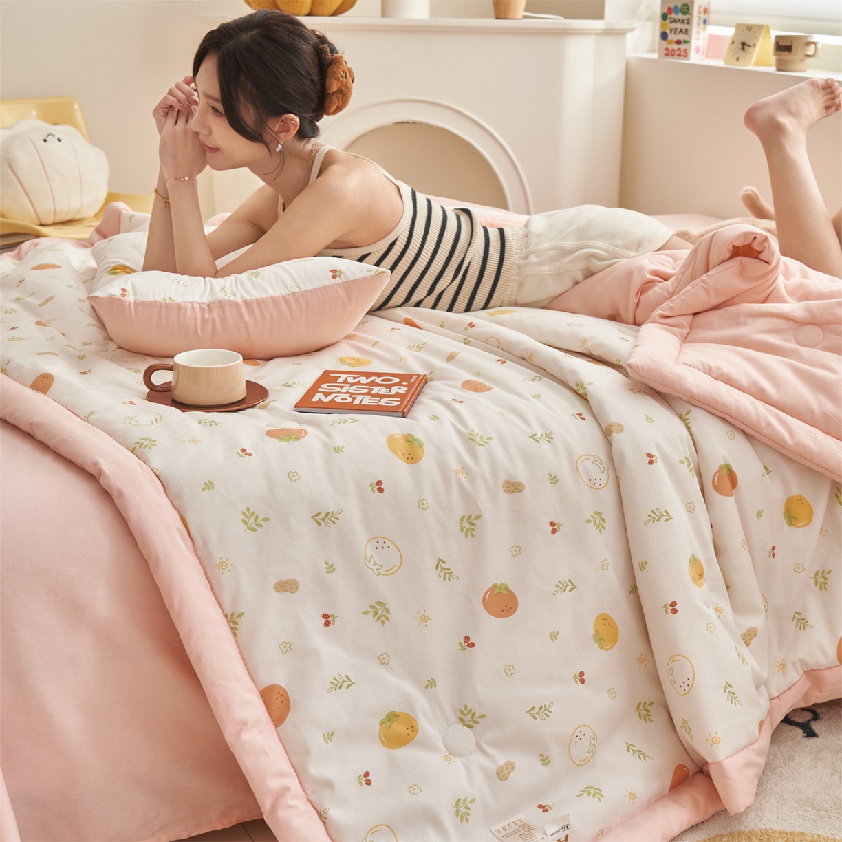 91家纺网 家纺一手货源 找家纺 恒爱家纺 2026新款全棉纯棉12868印花夏被夏凉被空调被 BR果香四季