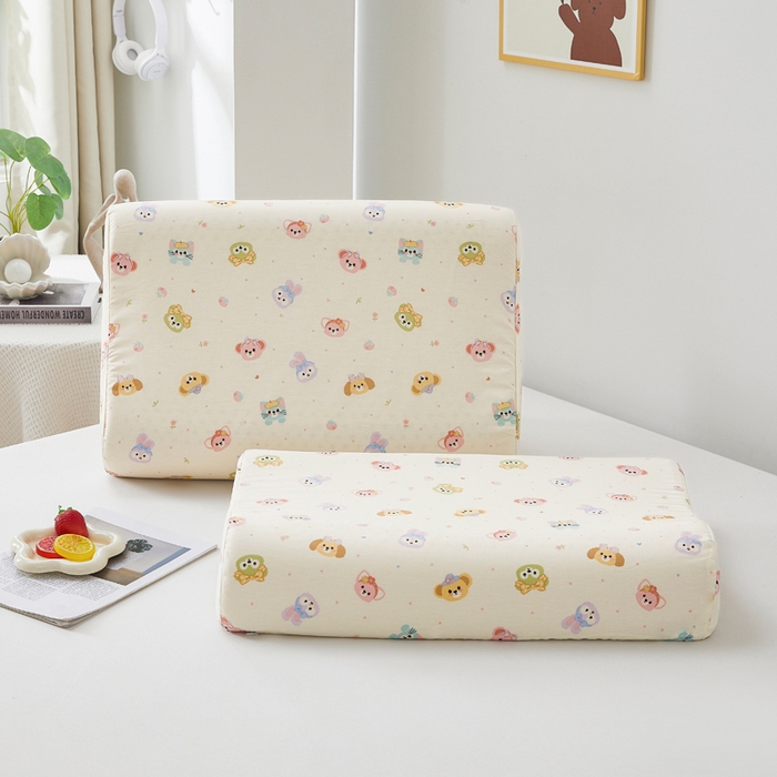 91家纺网 家纺一手货源 找家纺 （总）翎盈家纺 2026款ins风小清新卡通纯棉乳胶枕专用枕套全棉波浪形枕头套