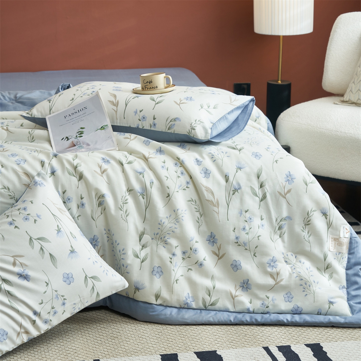 91家纺网 家纺一手货源 找家纺 恒爱家纺 2026新款全棉纯棉12868印花夏被夏凉被空调被 BR花韵清香