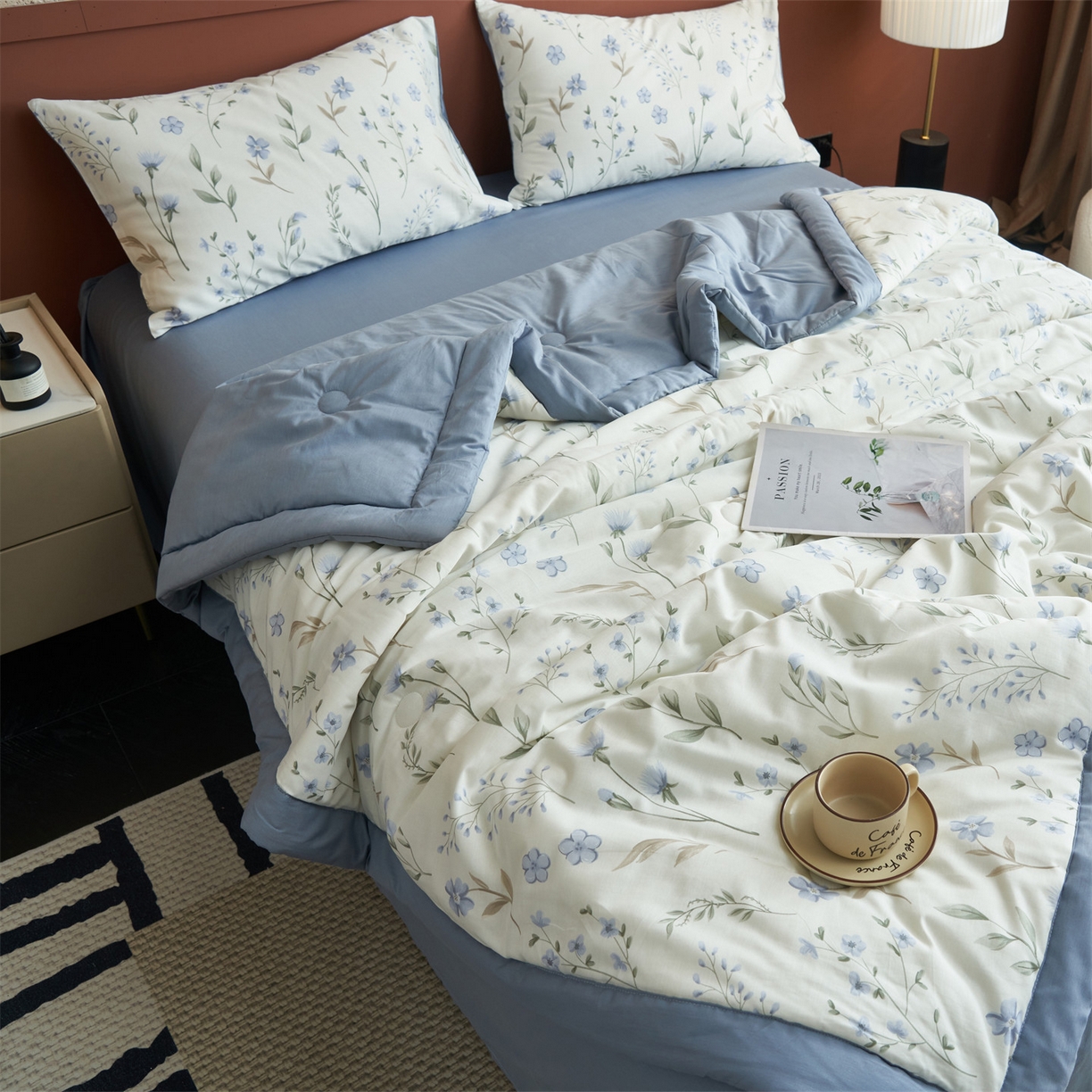 91家纺网 家纺一手货源 找家纺 恒爱家纺 2026新款全棉纯棉12868印花夏被夏凉被空调被 BR花韵清香