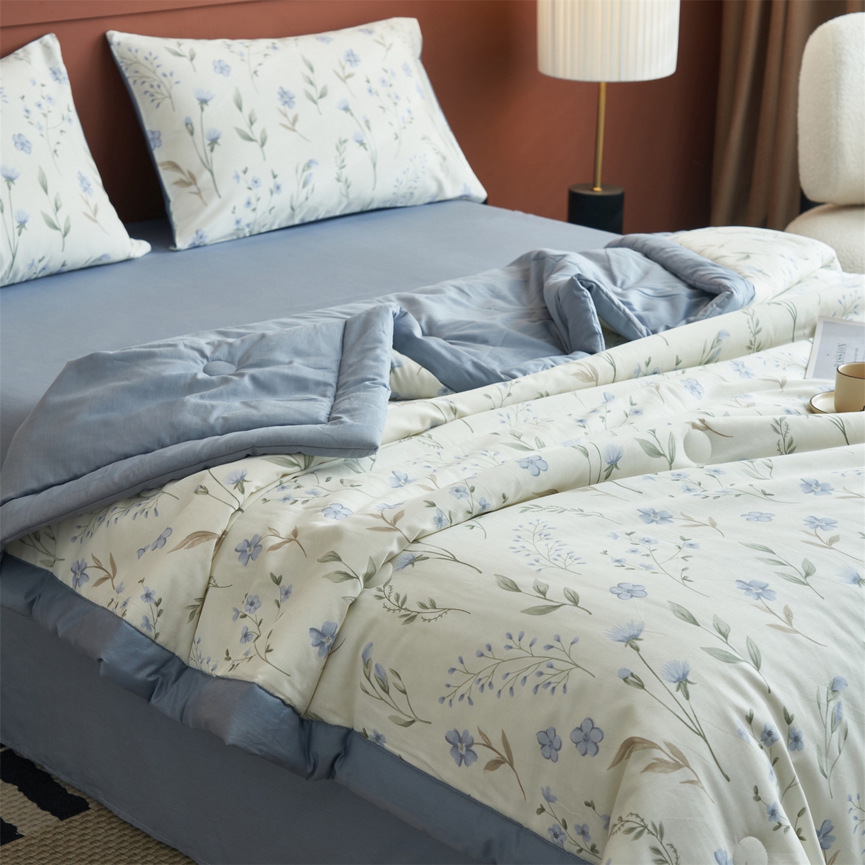 91家纺网 家纺一手货源 找家纺 恒爱家纺 2026新款全棉纯棉12868印花夏被夏凉被空调被 BR花韵清香