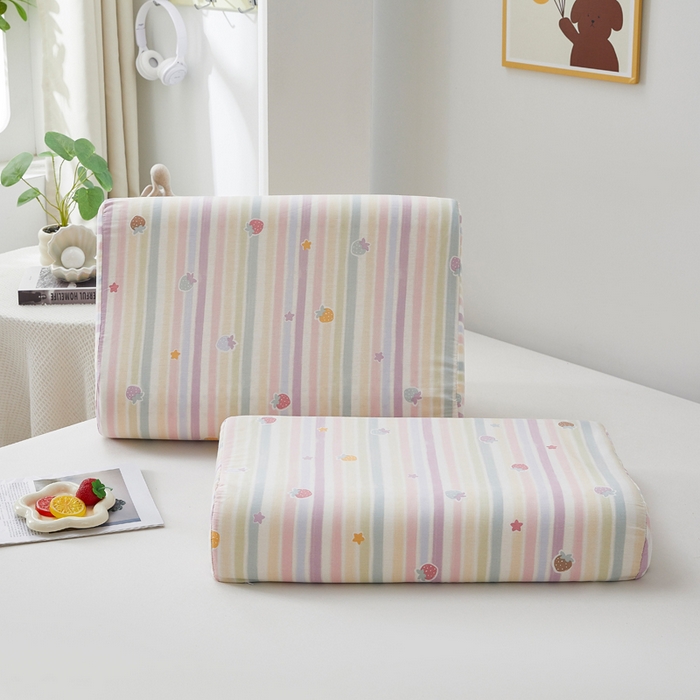 91家纺网 家纺一手货源 找家纺 （总）翎盈家纺 2026款ins风小清新卡通纯棉乳胶枕专用枕套全棉波浪形枕头套