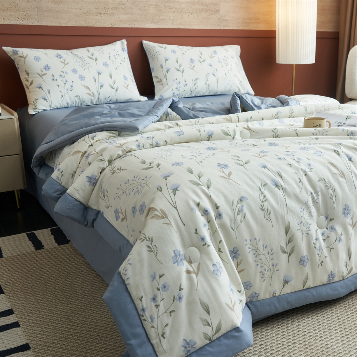 91家纺网 家纺一手货源 找家纺 恒爱家纺 2026新款全棉纯棉12868印花夏被夏凉被空调被 BR花韵清香