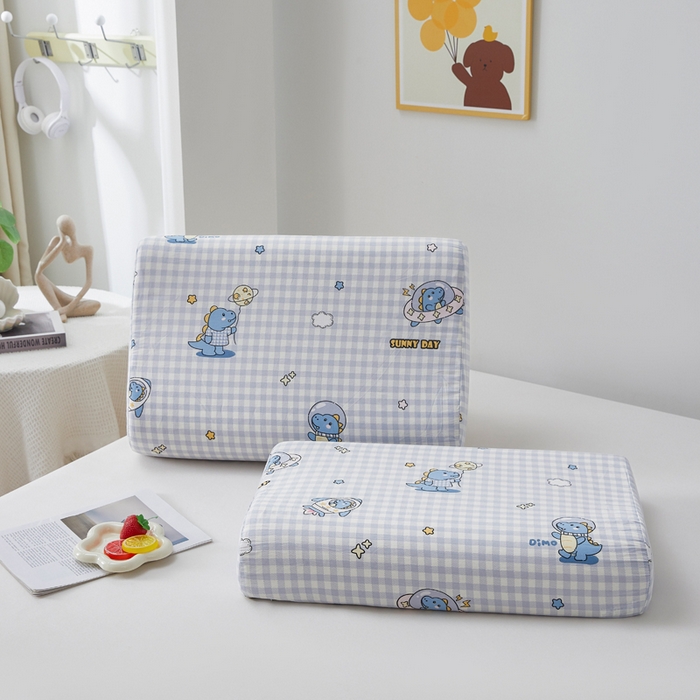 91家纺网 家纺一手货源 找家纺 翎盈家纺 2026款ins风小清新卡通纯棉乳胶枕专用枕套全棉波浪形枕头套 星际告白