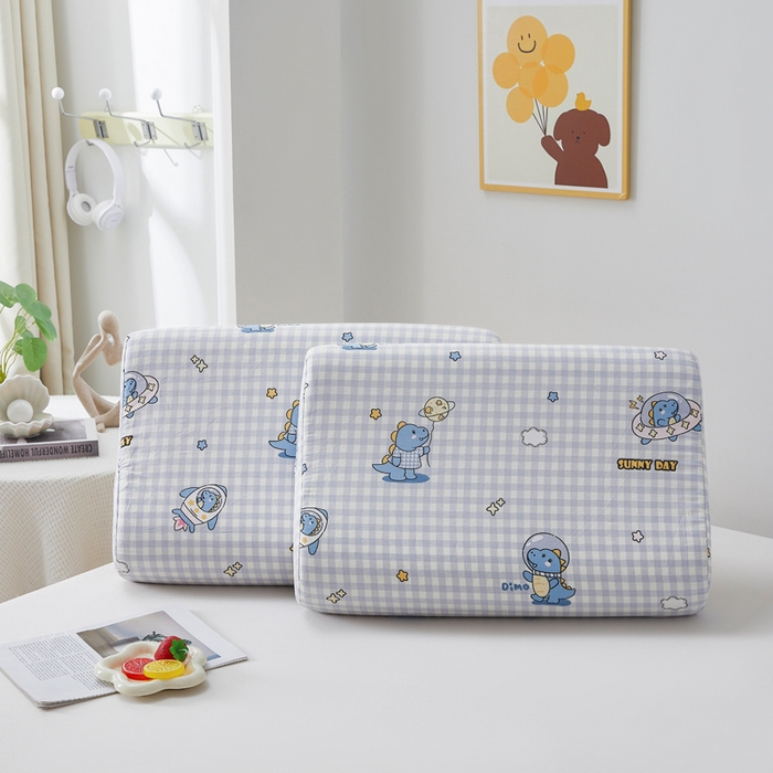 91家纺网 家纺一手货源 找家纺 翎盈家纺 2026款ins风小清新卡通纯棉乳胶枕专用枕套全棉波浪形枕头套 星际告白