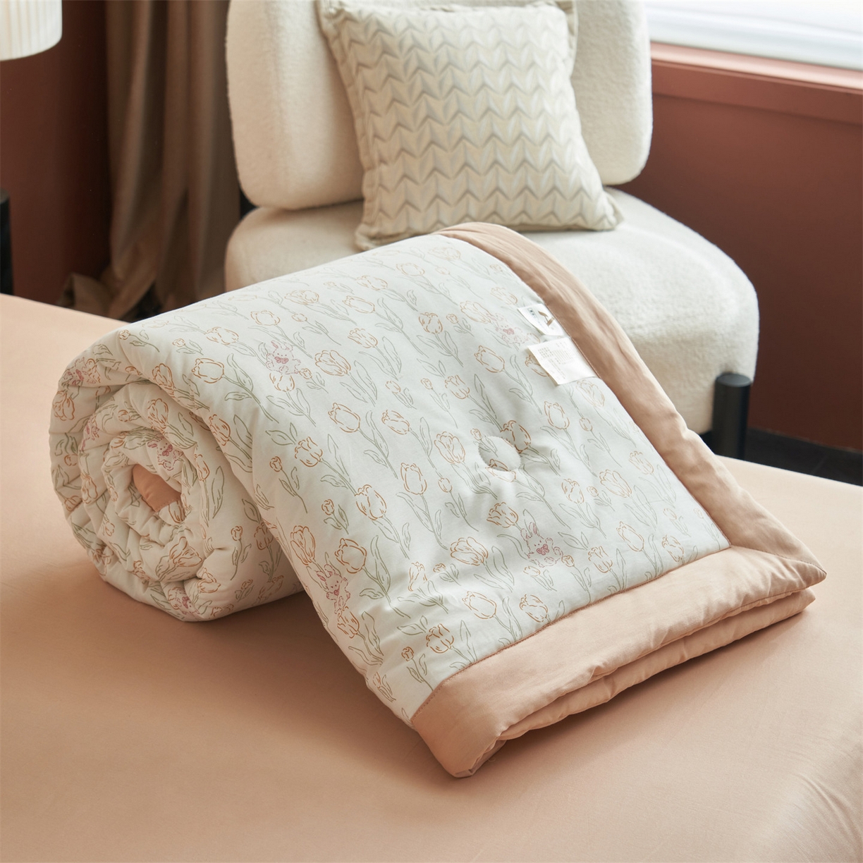 91家纺网 家纺一手货源 找家纺 恒爱家纺 2026新款全棉纯棉12868印花夏被夏凉被空调被 BR可可小兔