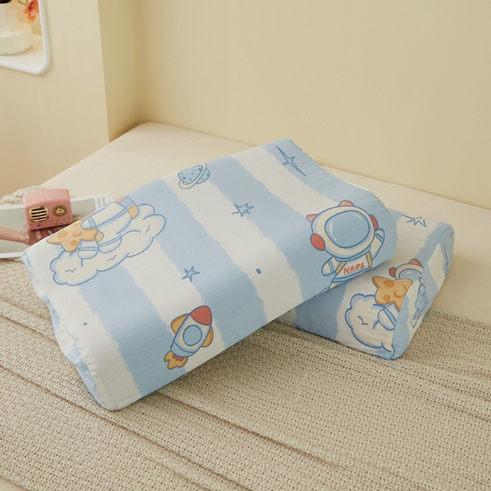 91家纺网 家纺一手货源 找家纺 翎盈家纺 2026款ins风小清新卡通纯棉乳胶枕专用枕套全棉波浪形枕头套 遨游星际