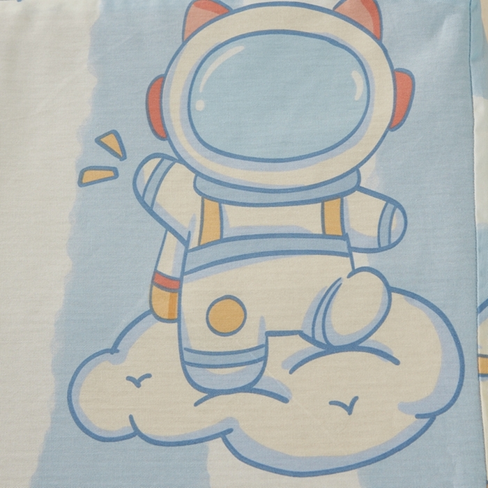 91家纺网 家纺一手货源 找家纺 翎盈家纺 2026款ins风小清新卡通纯棉乳胶枕专用枕套全棉波浪形枕头套 遨游星际