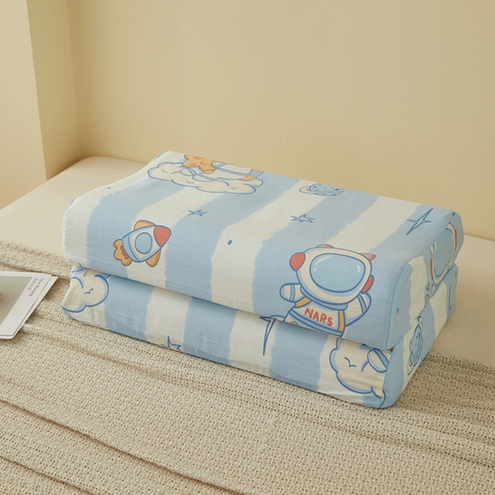 91家纺网 家纺一手货源 找家纺 翎盈家纺 2026款ins风小清新卡通纯棉乳胶枕专用枕套全棉波浪形枕头套 遨游星际