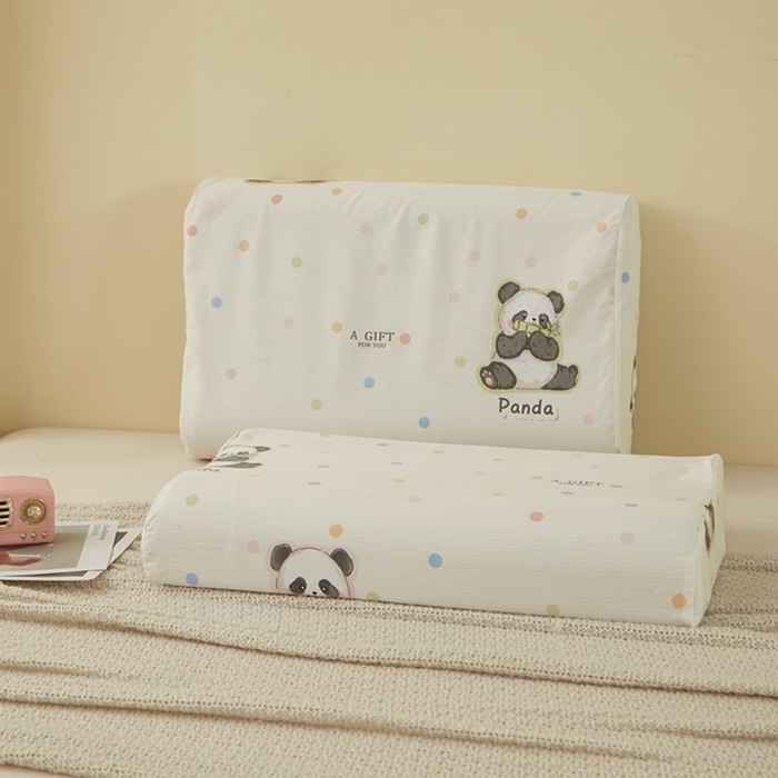 91家纺网 家纺一手货源 找家纺 翎盈家纺 2026款ins风小清新卡通纯棉乳胶枕专用枕套全棉波浪形枕头套 布偶熊猫