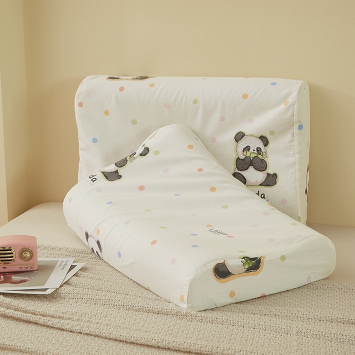 91家纺网 家纺一手货源 找家纺 翎盈家纺 2026款ins风小清新卡通纯棉乳胶枕专用枕套全棉波浪形枕头套 布偶熊猫