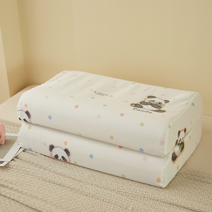 91家纺网 家纺一手货源 找家纺 翎盈家纺 2026款ins风小清新卡通纯棉乳胶枕专用枕套全棉波浪形枕头套 布偶熊猫