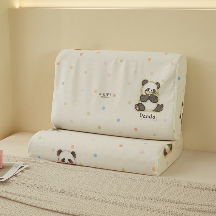 91家纺网 家纺一手货源 找家纺 翎盈家纺 2026款ins风小清新卡通纯棉乳胶枕专用枕套全棉波浪形枕头套 布偶熊猫