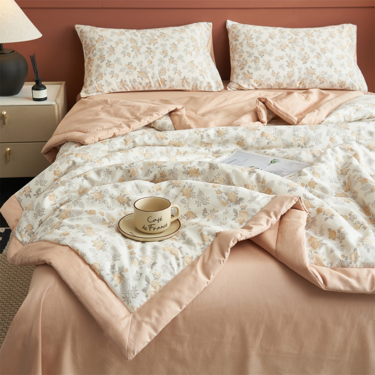 91家纺网 家纺一手货源 找家纺 恒爱家纺 2026新款全棉纯棉12868印花夏被夏凉被空调被 HA情若相惜