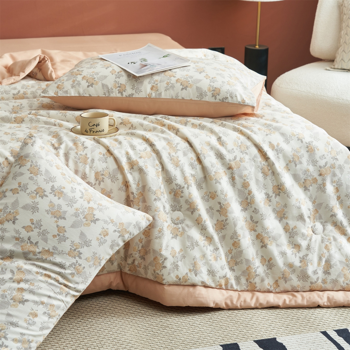 91家纺网 家纺一手货源 找家纺 恒爱家纺 2026新款全棉纯棉12868印花夏被夏凉被空调被 HA情若相惜