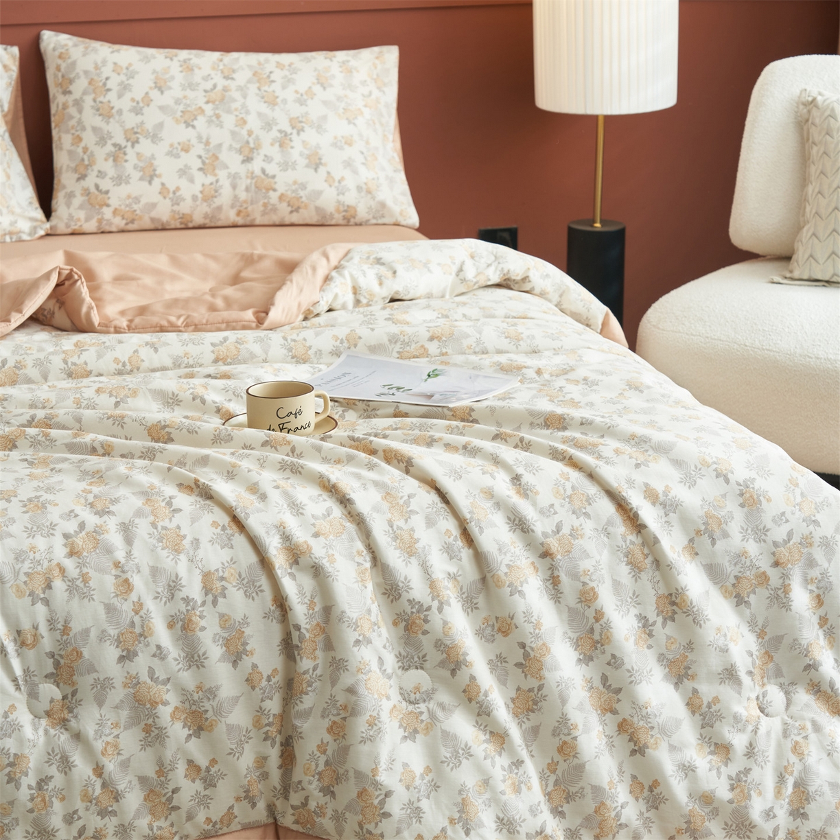 91家纺网 家纺一手货源 找家纺 恒爱家纺 2026新款全棉纯棉12868印花夏被夏凉被空调被 HA情若相惜