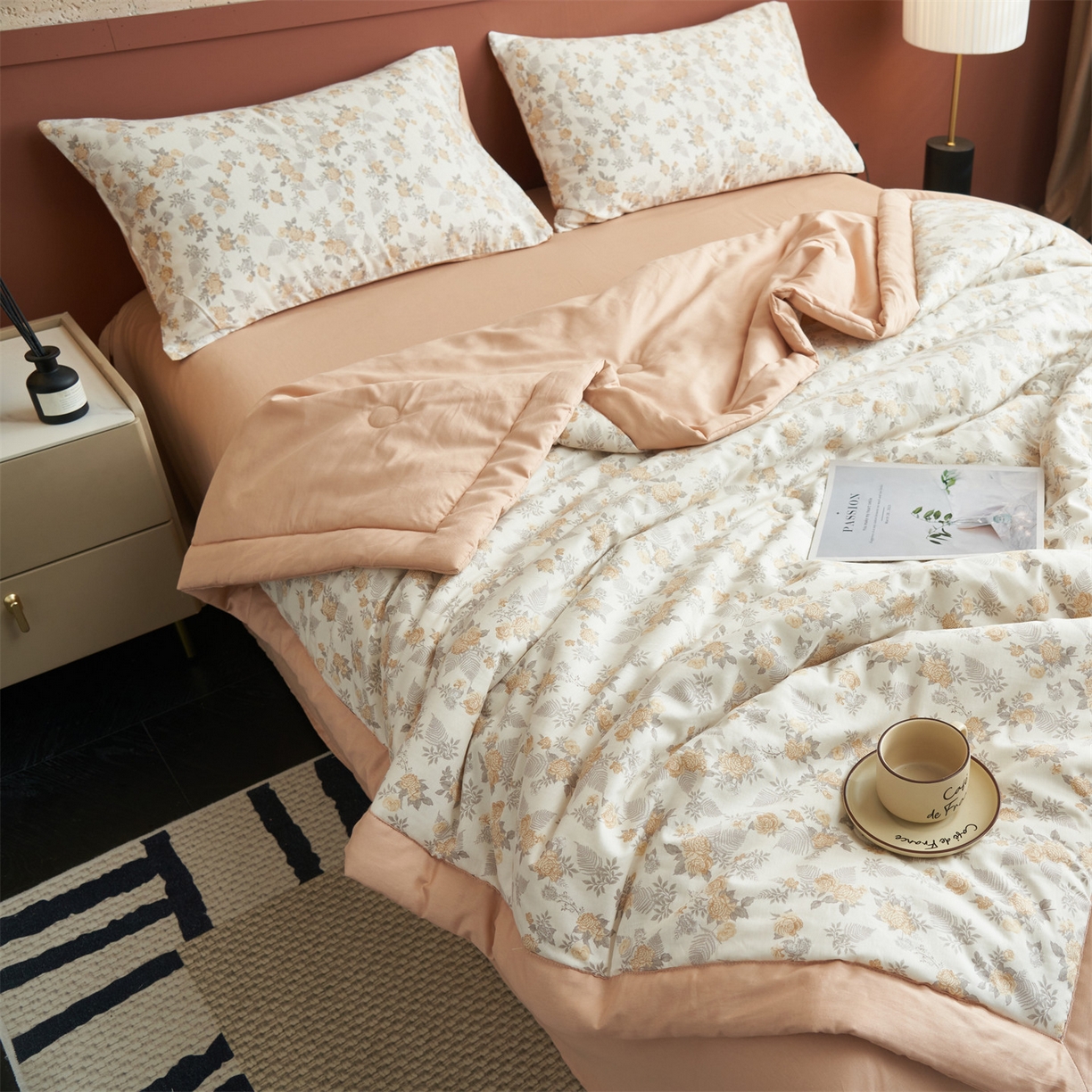 91家纺网 家纺一手货源 找家纺 恒爱家纺 2026新款全棉纯棉12868印花夏被夏凉被空调被 HA情若相惜