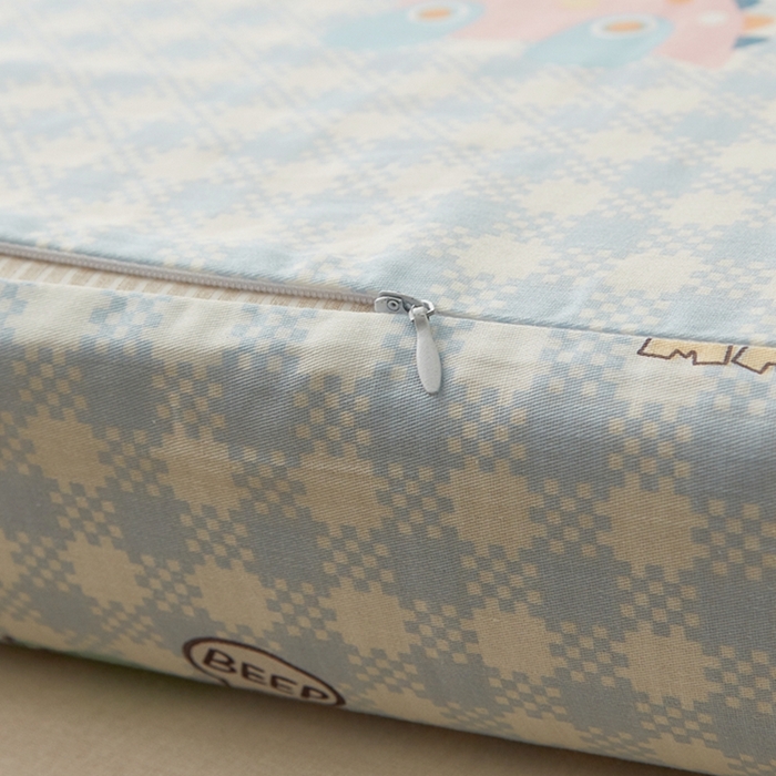 91家纺网 家纺一手货源 找家纺 翎盈家纺 2026款ins风小清新卡通纯棉乳胶枕专用枕套全棉波浪形枕头套 大眼恐龙-蓝