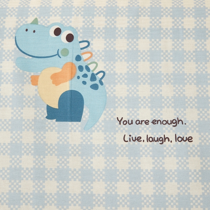 91家纺网 家纺一手货源 找家纺 翎盈家纺 2026款ins风小清新卡通纯棉乳胶枕专用枕套全棉波浪形枕头套 大眼恐龙-蓝