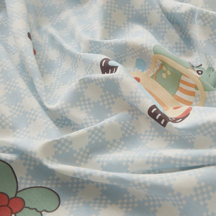 91家纺网 家纺一手货源 找家纺 翎盈家纺 2026款ins风小清新卡通纯棉乳胶枕专用枕套全棉波浪形枕头套 大眼恐龙-蓝