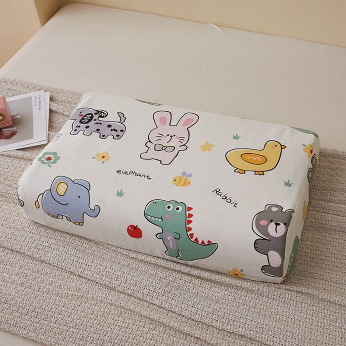 91家纺网 家纺一手货源 找家纺 翎盈家纺 2026款ins风小清新卡通纯棉乳胶枕专用枕套全棉波浪形枕头套 疯狂动物园