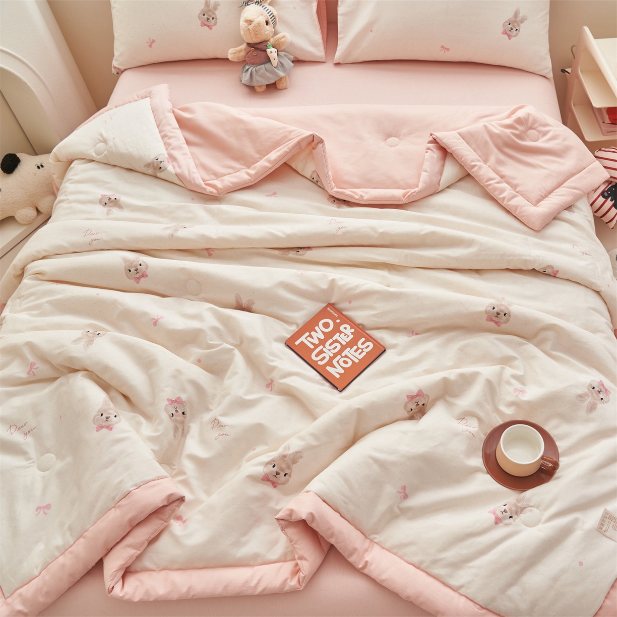 91家纺网 家纺一手货源 找家纺 恒爱家纺 2026新款全棉纯棉12868印花夏被夏凉被空调被 UJ灵动兔