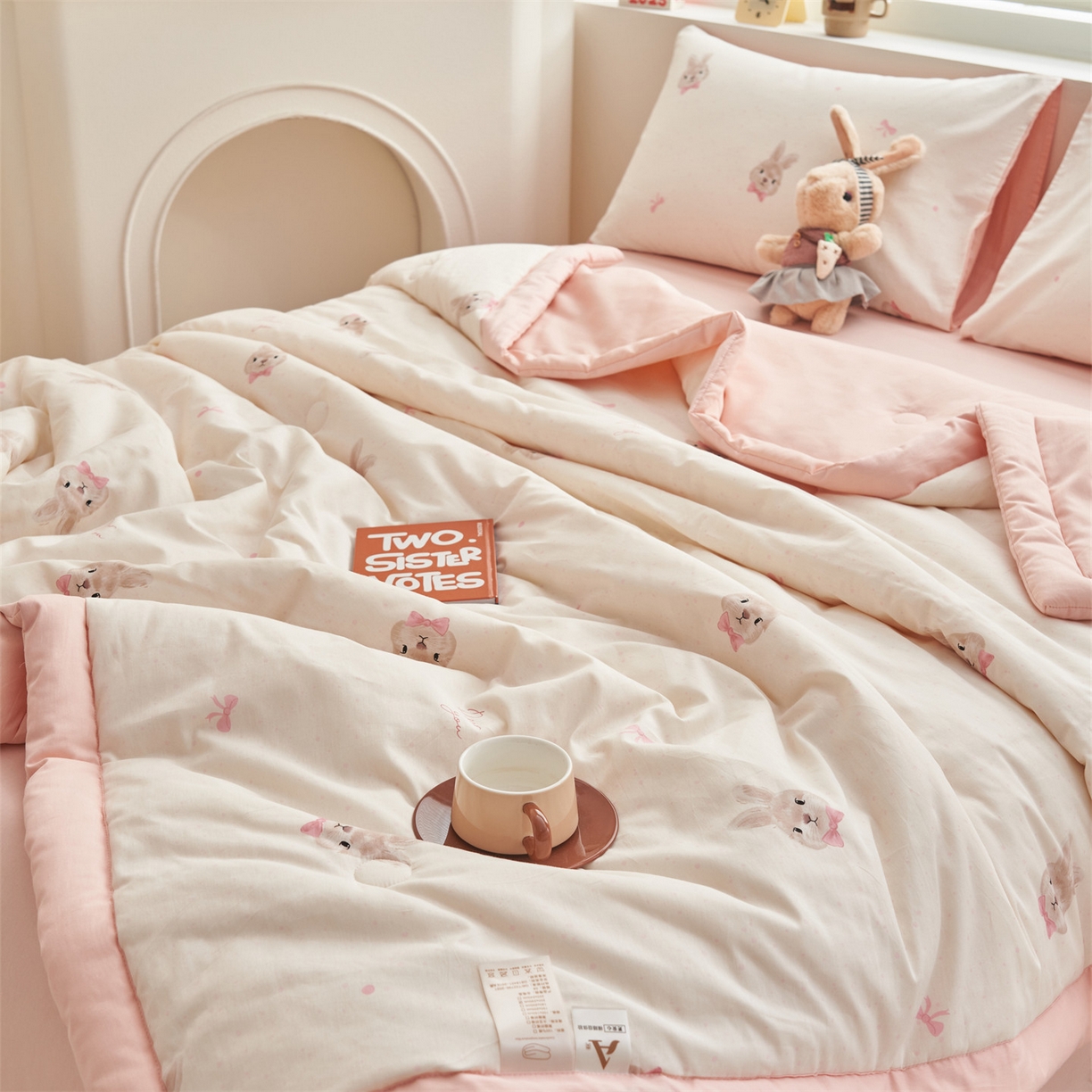 91家纺网 家纺一手货源 找家纺 恒爱家纺 2026新款全棉纯棉12868印花夏被夏凉被空调被 UJ灵动兔