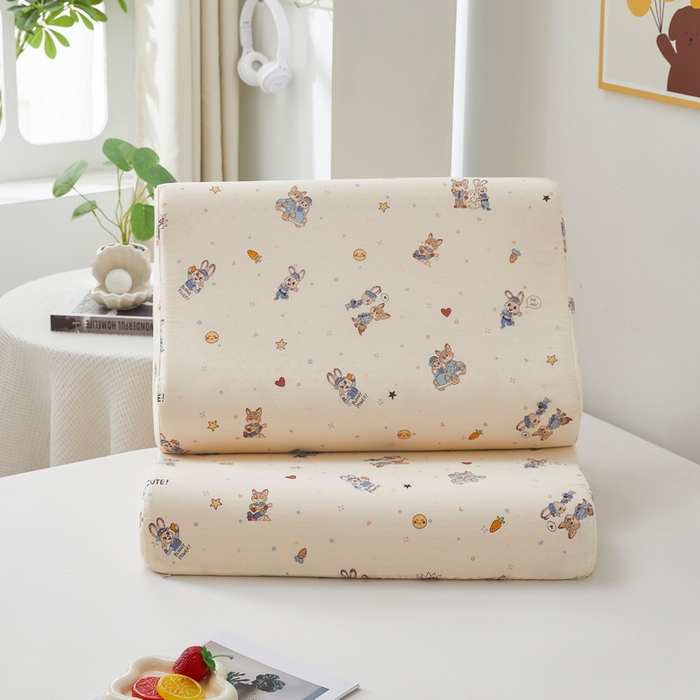 91家纺网 家纺一手货源 找家纺 翎盈家纺 2026款ins风小清新卡通纯棉乳胶枕专用枕套全棉波浪形枕头套 疯狂世界