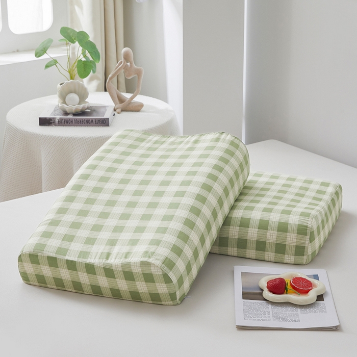 91家纺网 家纺一手货源 找家纺 翎盈家纺 2026款ins风小清新卡通纯棉乳胶枕专用枕套全棉波浪形枕头套 格瑞-绿