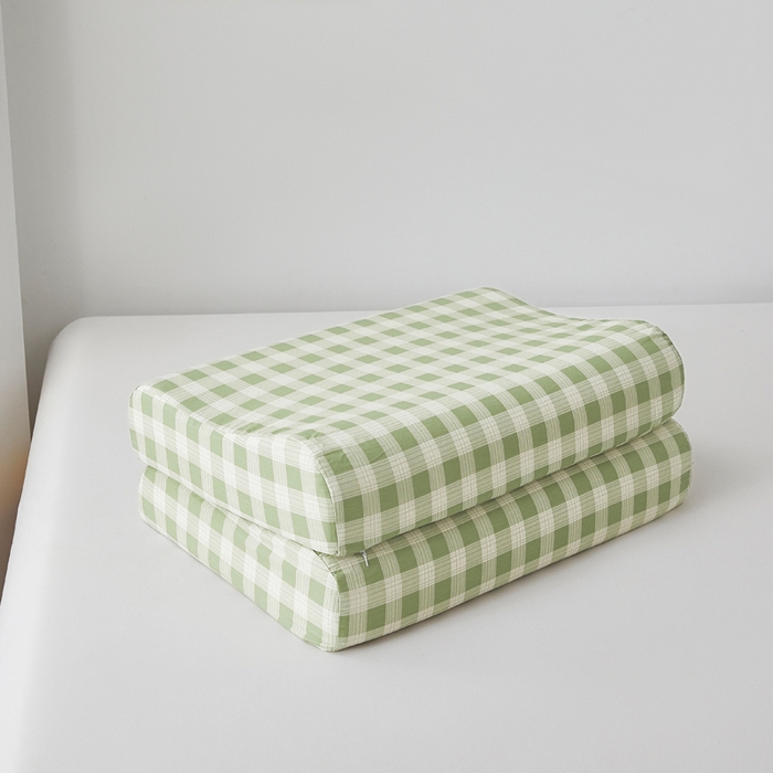 91家纺网 家纺一手货源 找家纺 翎盈家纺 2026款ins风小清新卡通纯棉乳胶枕专用枕套全棉波浪形枕头套 格瑞-绿