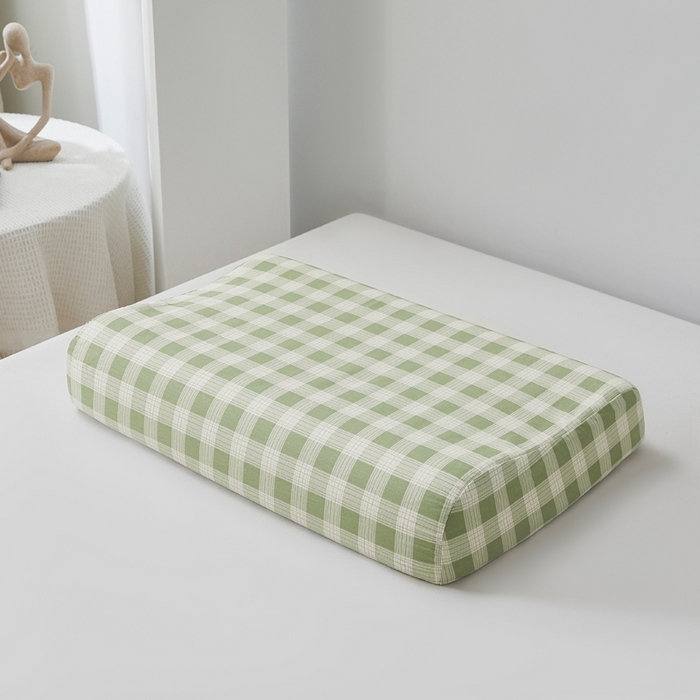 91家纺网 家纺一手货源 找家纺 翎盈家纺 2026款ins风小清新卡通纯棉乳胶枕专用枕套全棉波浪形枕头套 格瑞-绿