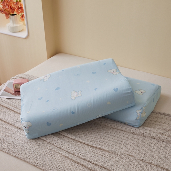 91家纺网 家纺一手货源 找家纺 翎盈家纺 2026款ins风小清新卡通纯棉乳胶枕专用枕套全棉波浪形枕头套 哈基米