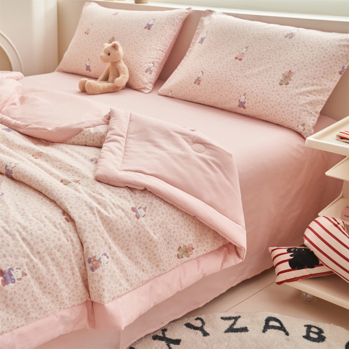 91家纺网 家纺一手货源 找家纺 恒爱家纺 2026新款全棉纯棉12868印花夏被夏凉被空调被 UJ碎花小象