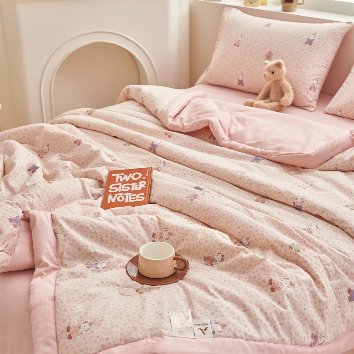 91家纺网 家纺一手货源 找家纺 恒爱家纺 2026新款全棉纯棉12868印花夏被夏凉被空调被 UJ碎花小象