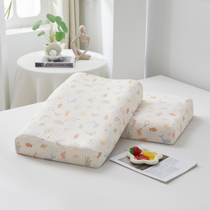 91家纺网 家纺一手货源 找家纺 翎盈家纺 2026款ins风小清新卡通纯棉乳胶枕专用枕套全棉波浪形枕头套 海底总动员