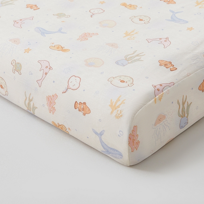 91家纺网 家纺一手货源 找家纺 翎盈家纺 2026款ins风小清新卡通纯棉乳胶枕专用枕套全棉波浪形枕头套 海底总动员