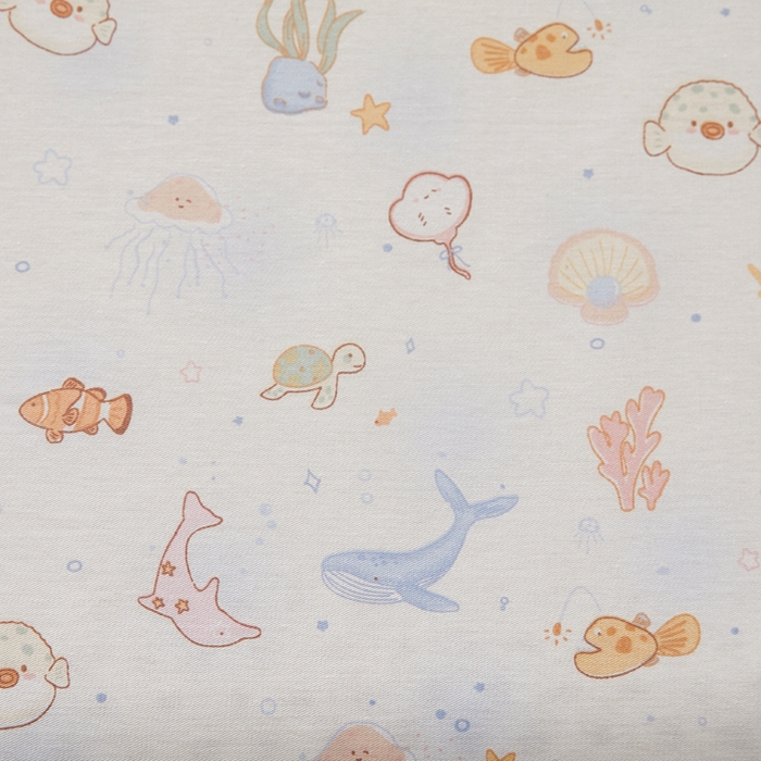 91家纺网 家纺一手货源 找家纺 翎盈家纺 2026款ins风小清新卡通纯棉乳胶枕专用枕套全棉波浪形枕头套 海底总动员