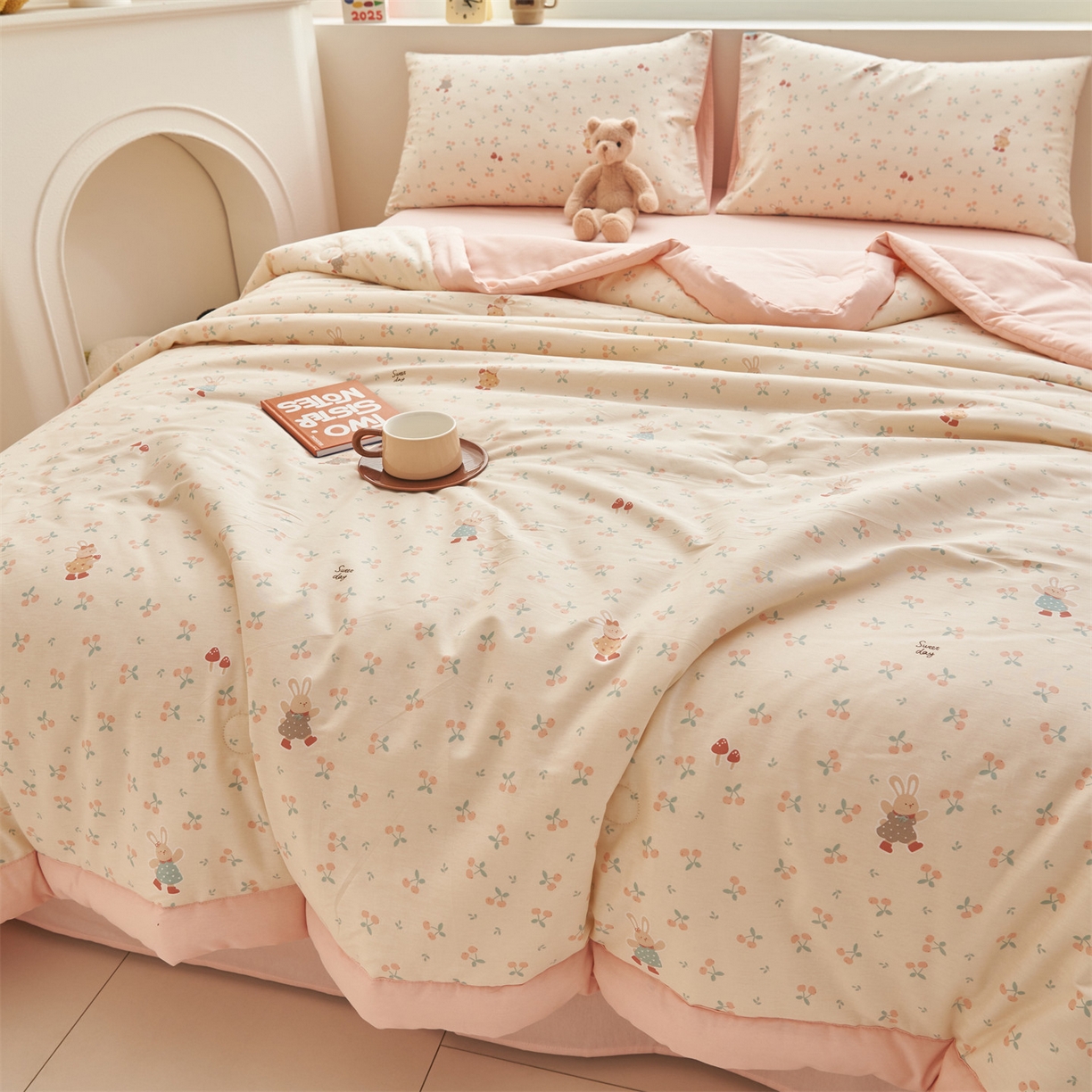 91家纺网 家纺一手货源 找家纺 恒爱家纺 2026新款全棉纯棉12868印花夏被夏凉被空调被 UJ跳跳兔