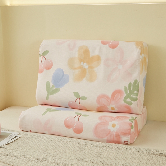 91家纺网 家纺一手货源 找家纺 翎盈家纺 2026款ins风小清新卡通纯棉乳胶枕专用枕套全棉波浪形枕头套 花蜜悠然