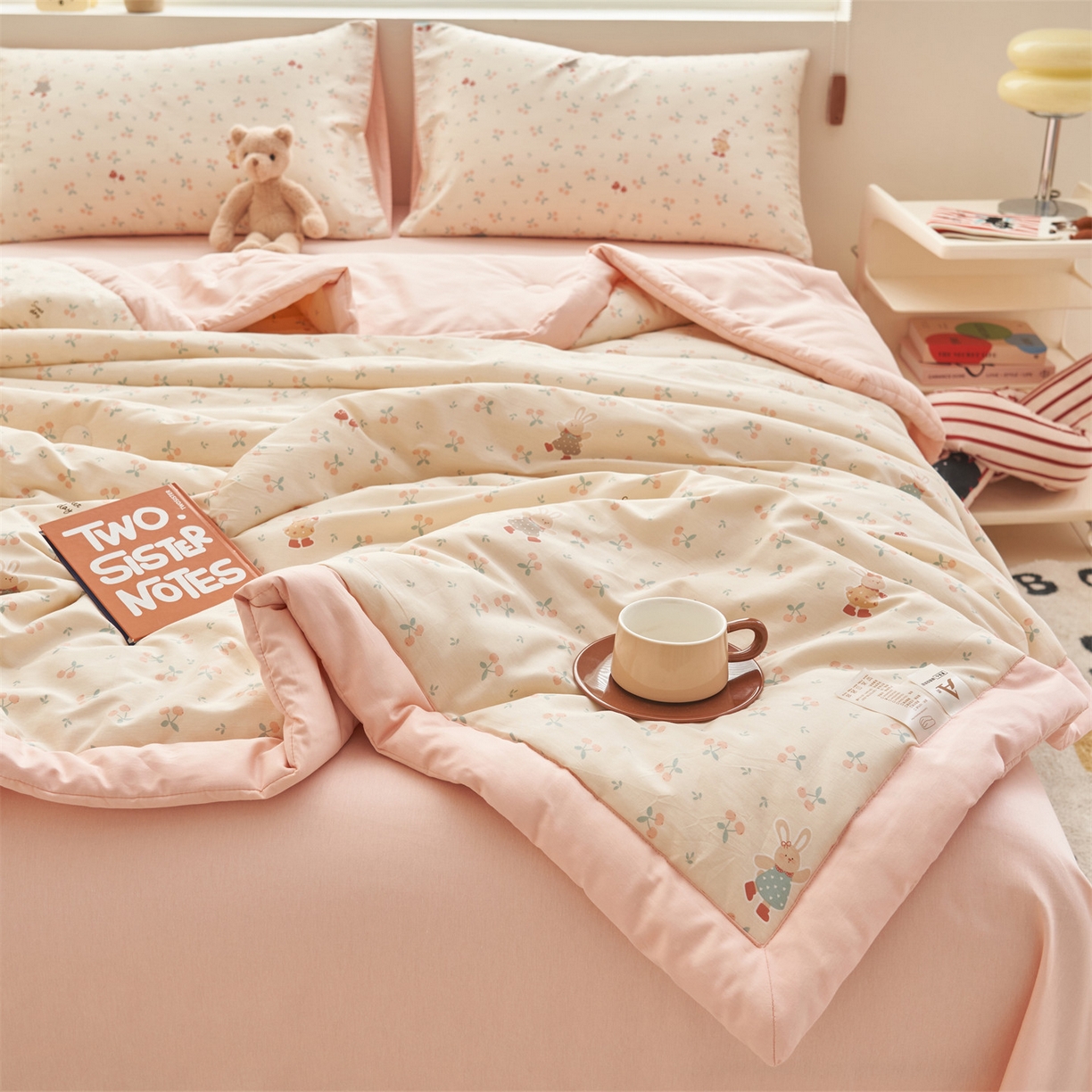 91家纺网 家纺一手货源 找家纺 恒爱家纺 2026新款全棉纯棉12868印花夏被夏凉被空调被 UJ跳跳兔