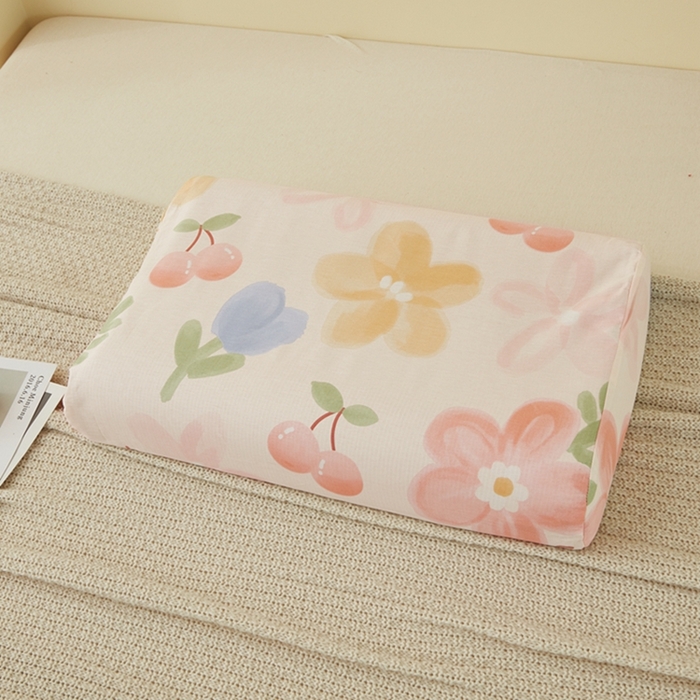 91家纺网 家纺一手货源 找家纺 翎盈家纺 2026款ins风小清新卡通纯棉乳胶枕专用枕套全棉波浪形枕头套 花蜜悠然