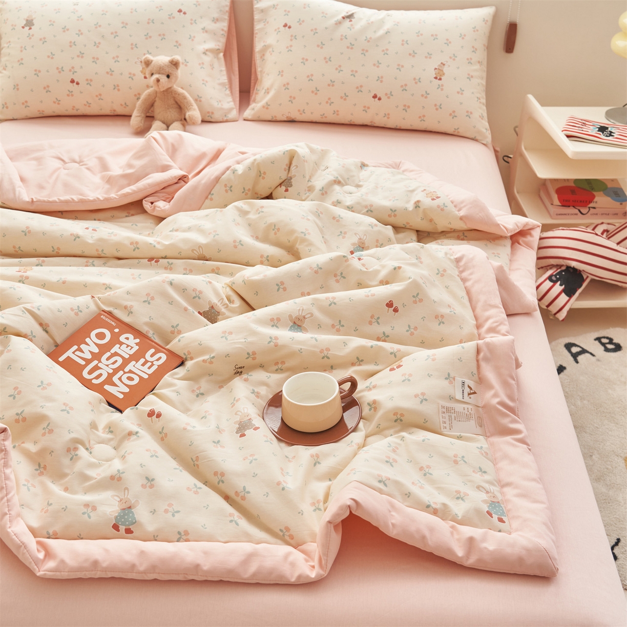 91家纺网 家纺一手货源 找家纺 恒爱家纺 2026新款全棉纯棉12868印花夏被夏凉被空调被 UJ跳跳兔