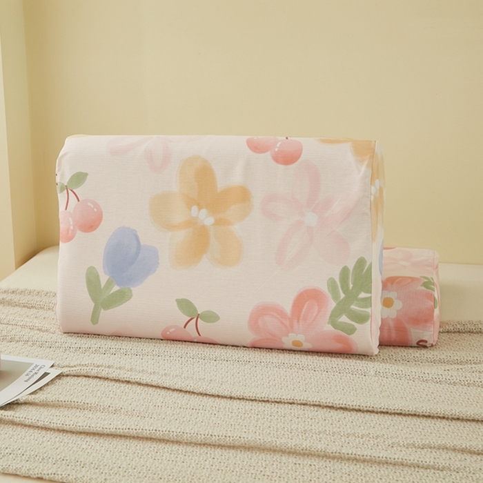 91家纺网 家纺一手货源 找家纺 翎盈家纺 2026款ins风小清新卡通纯棉乳胶枕专用枕套全棉波浪形枕头套 花蜜悠然