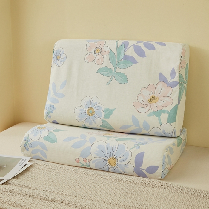 91家纺网 家纺一手货源 找家纺 翎盈家纺 2026款ins风小清新卡通纯棉乳胶枕专用枕套全棉波浪形枕头套 花漾星辰