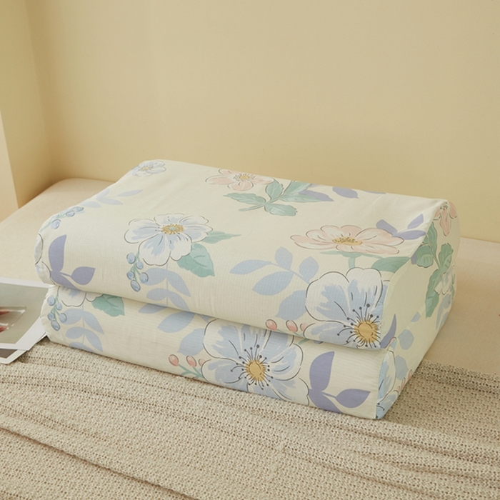 91家纺网 家纺一手货源 找家纺 翎盈家纺 2026款ins风小清新卡通纯棉乳胶枕专用枕套全棉波浪形枕头套 花漾星辰