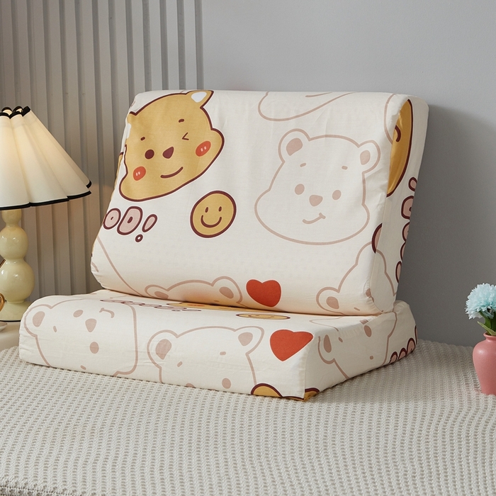 91家纺网 家纺一手货源 找家纺 翎盈家纺 2026款ins风小清新卡通纯棉乳胶枕专用枕套全棉波浪形枕头套 欢乐萌熊